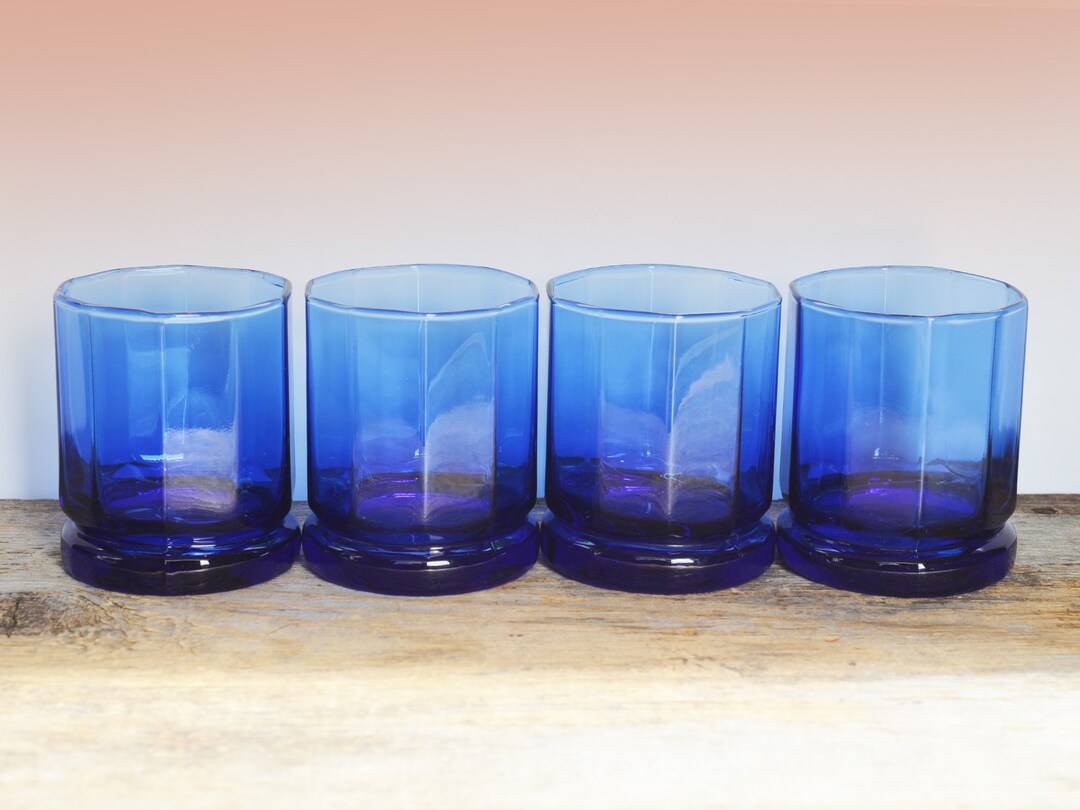 Vintage Cobalt Glasses, Anchor Hocking Essex, Set of 4 - Etsy