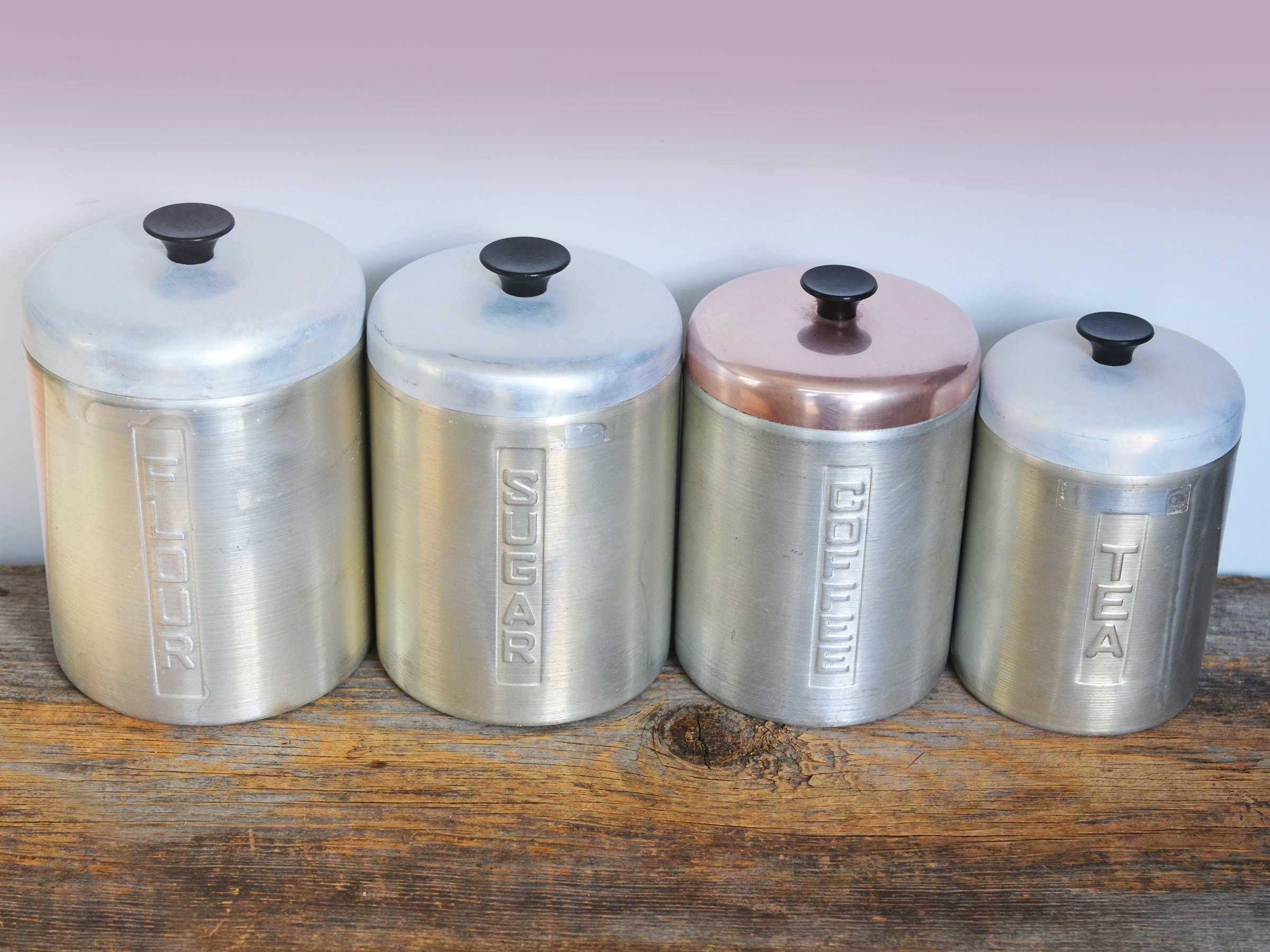 Vintage Spun Aluminum Kitchen Canisters, Italian Bakelite Set - Etsy