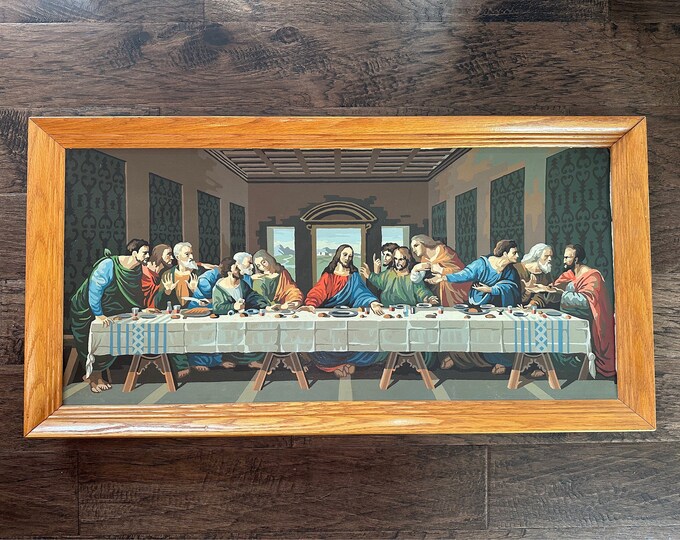 Vintage Paint by Number 'the Last Supper', Framed Painting Ready to