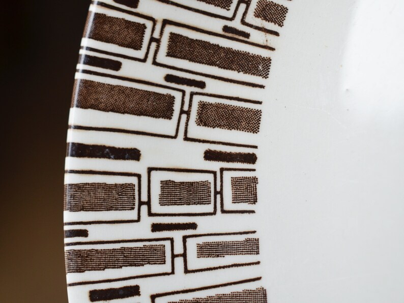 Vintage Ridgway Espresso Dinnerware, Ironstone made in England circa 1960s, mid century brown geometric pattern image 6