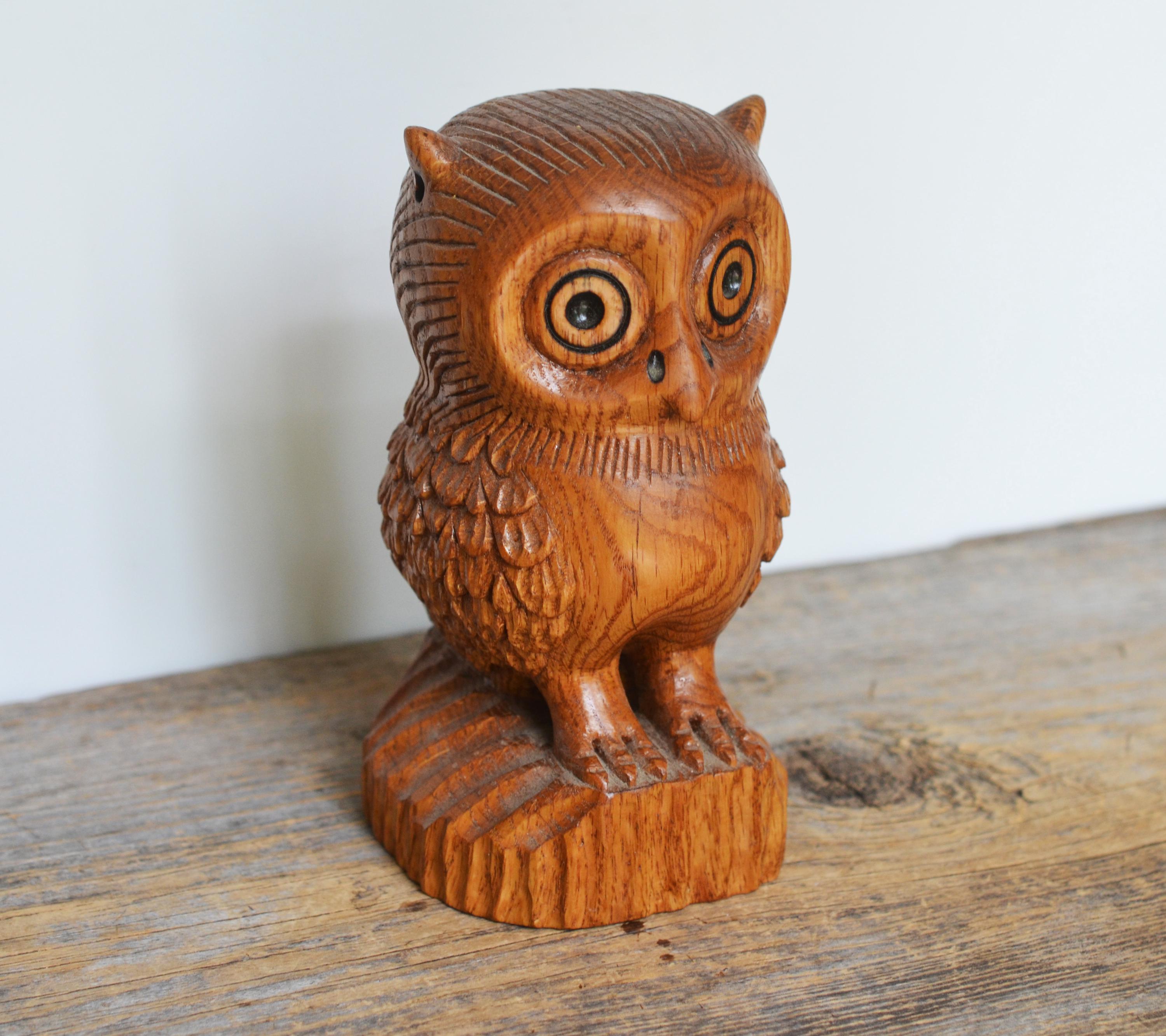 木製フクロウ彫刻 約15cm 木製フクロウ根付 - Etsy 日本