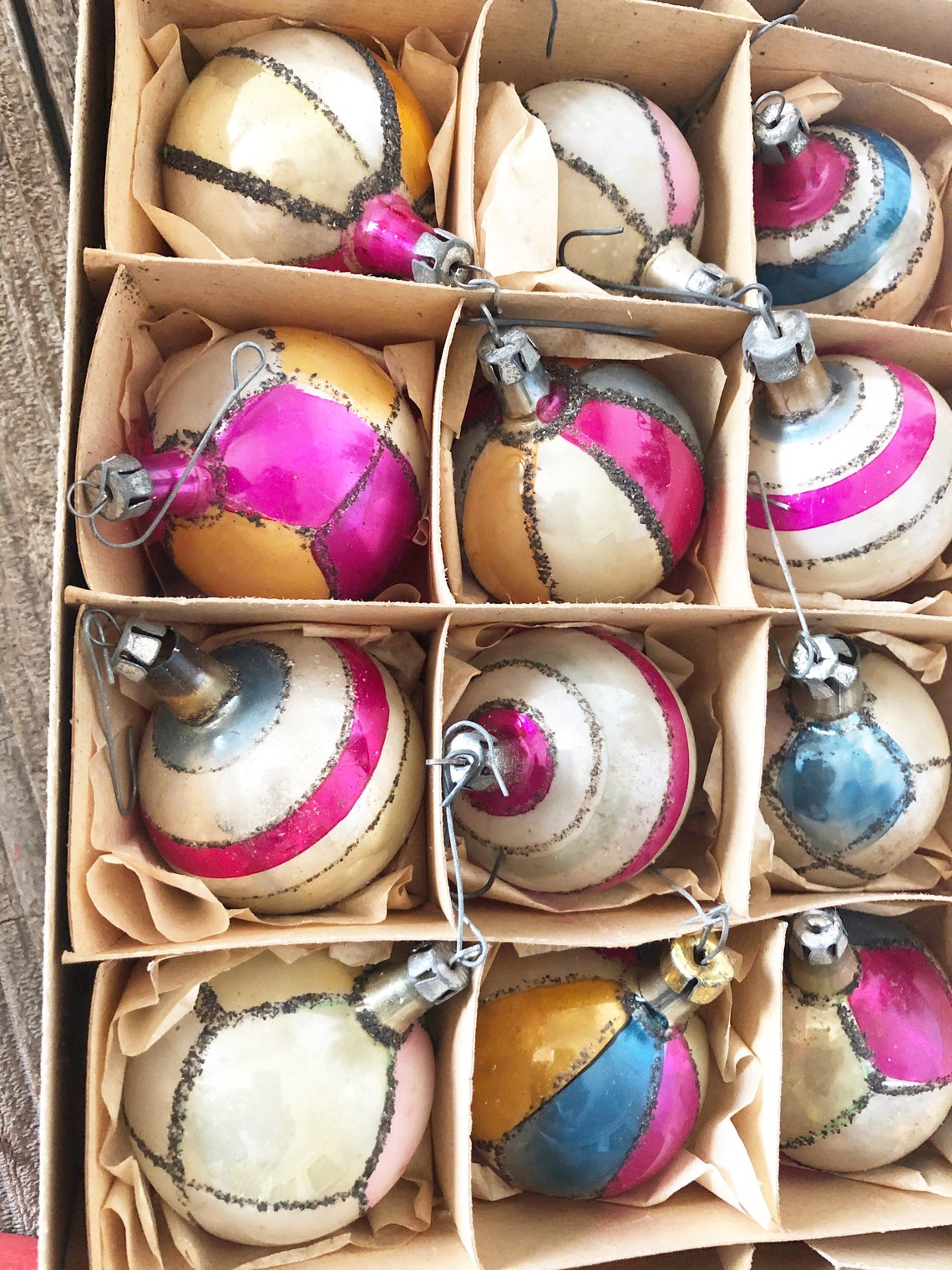 Vintage Fantasia Christmas Ornaments 2 Sets in Box Etsy