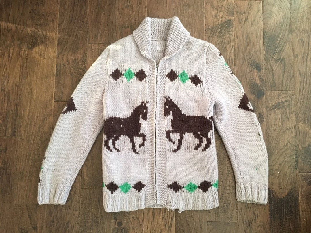 Vintage Mary Maxim Sweater, Prancing Horses, Size Medium Men or Large ...