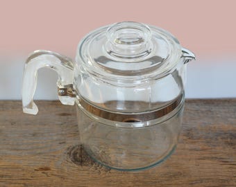 Vintage Pyrex 6 cups Glass Coffee Pot Percolator with inserts