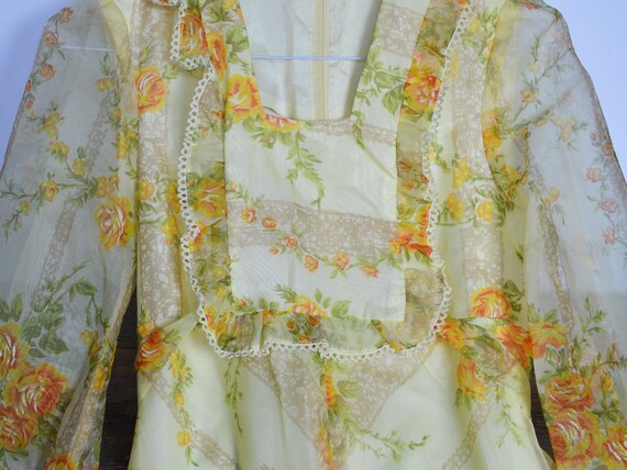 Vintage Yellow Chiffon Dress circa 1970s, Gunne S… - image 8