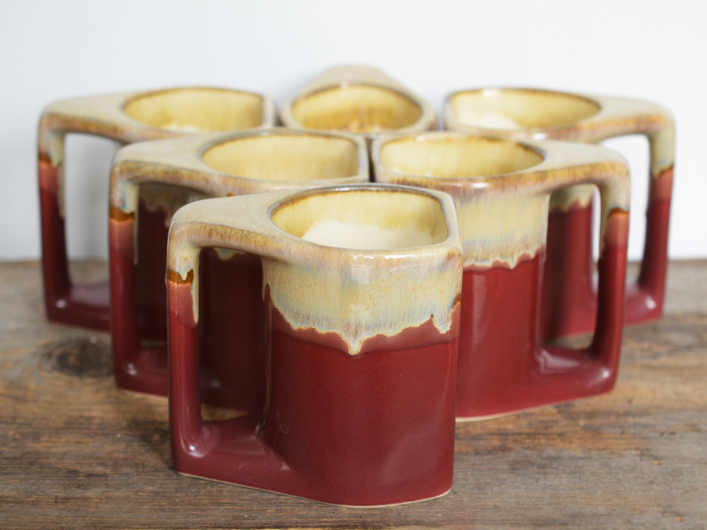 Vintage Padilla Mugs Set of 6 Rust Red Glaze Signed by Etsy