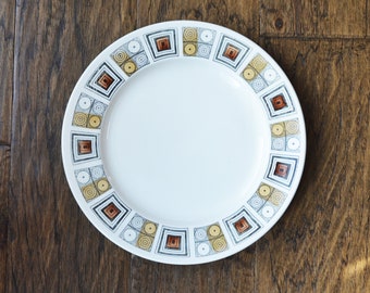 Vintage Kathie Winkle Rushstone Dinner Plates 10", Schitt’s Creek, in England circa 1970s, Geometric Mid century dinnerware, Mid Century