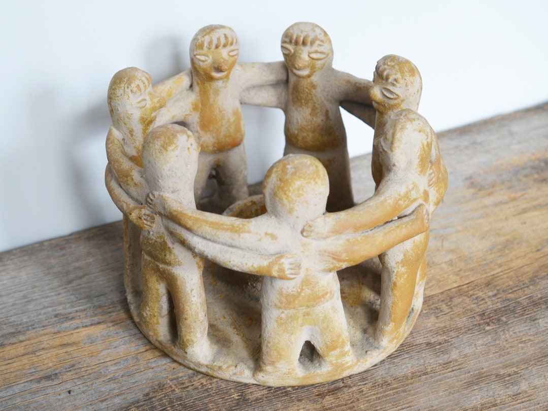 Vintage Circle of Friends Candle Holder Mexican Pottery Etsy