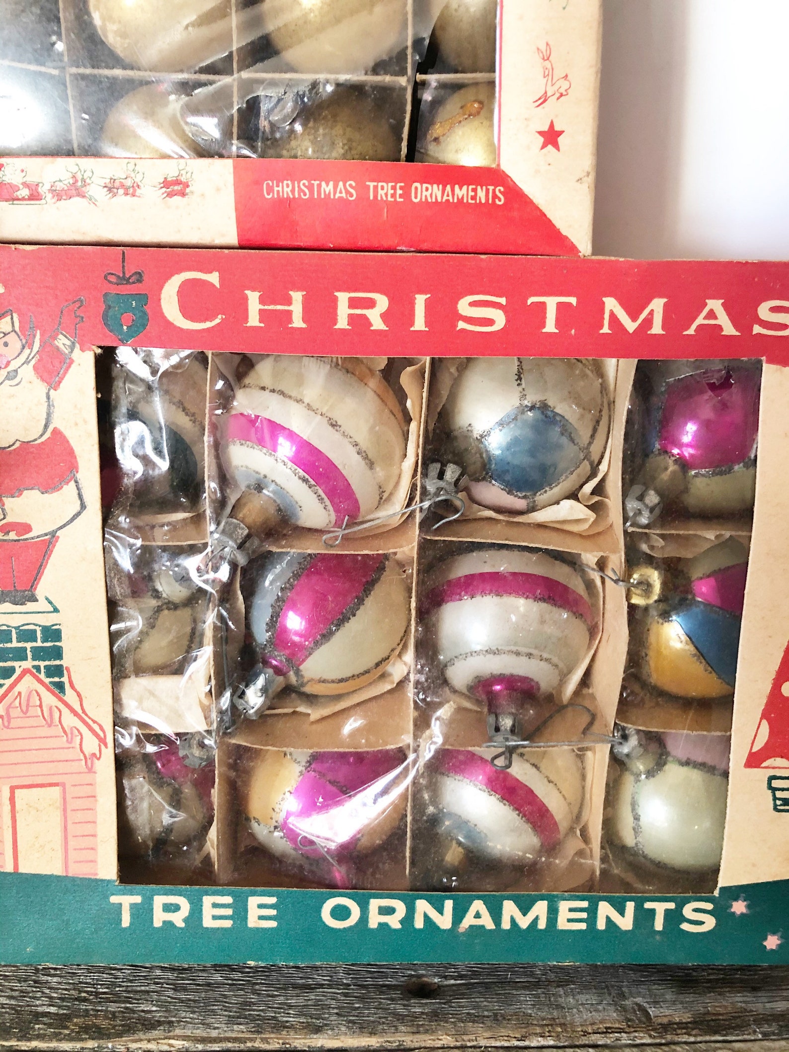 Vintage Fantasia Christmas Ornaments 2 Sets in Box Etsy