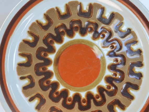 Vintage Haniwa Stoneware Aztec Dinner Plates 10.5