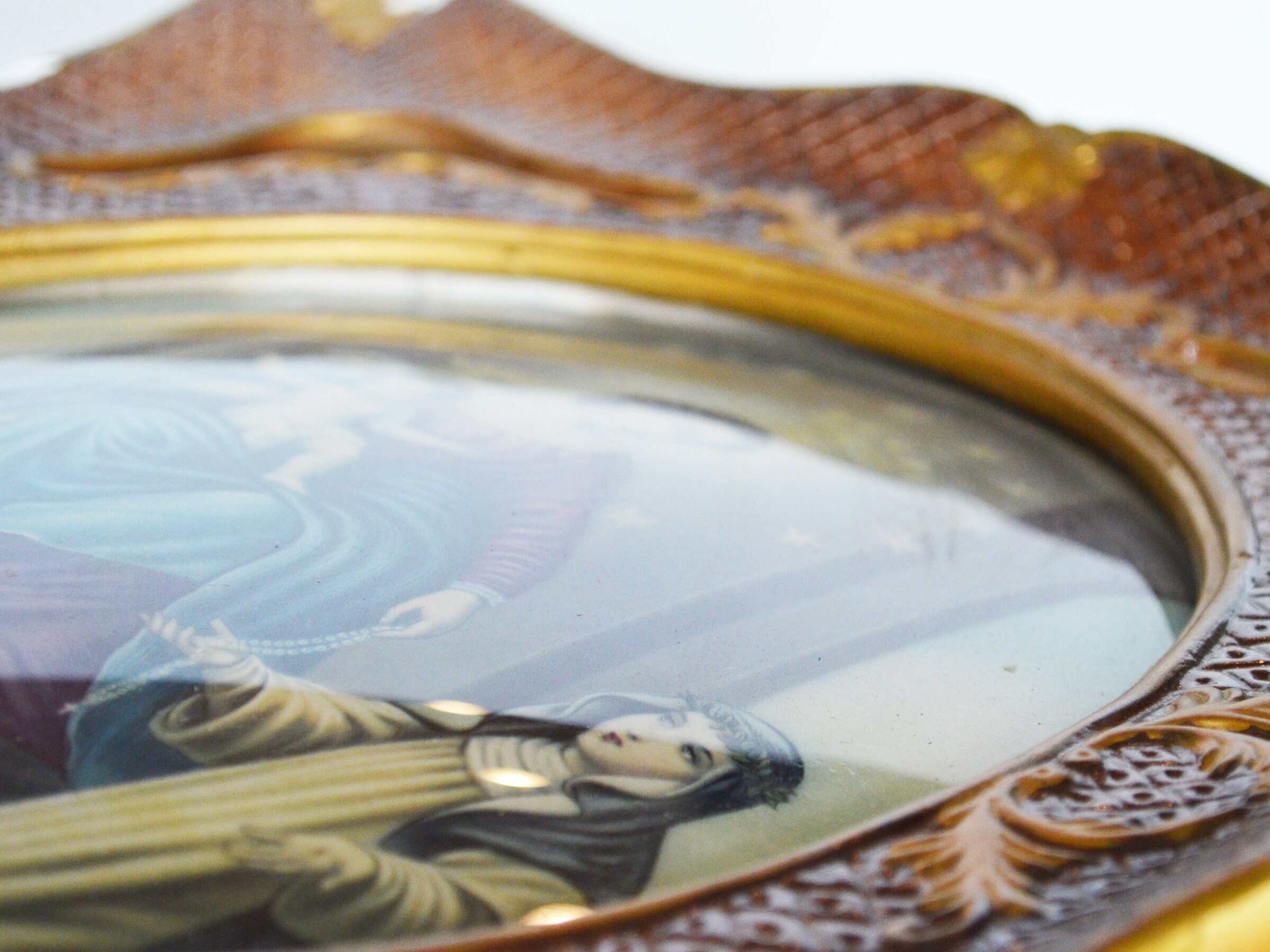 Vintage Chalkware Religious Art, Illuminated Framed Ave Vintage Chalkware Religious Art, Illuminated Framed Ave