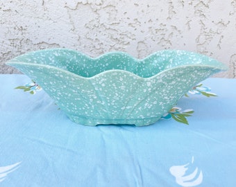 Vintage Turquoise California Pottery Planter with Art Deco shape, Succulent Holder or Bathroom Vanity Tray, circa 1960s