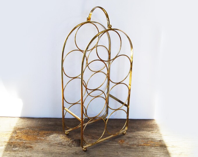 Vintage Brass Wine Rack 7 Bottles Mid Century Modern Home Etsy