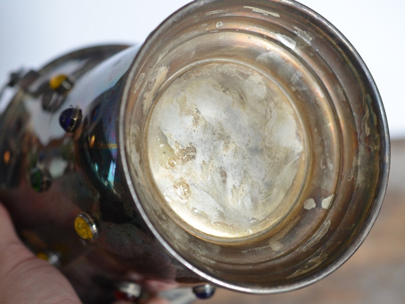 Vintage Silver Ice Bucket with inset rhinestones Bejeweled Etsy