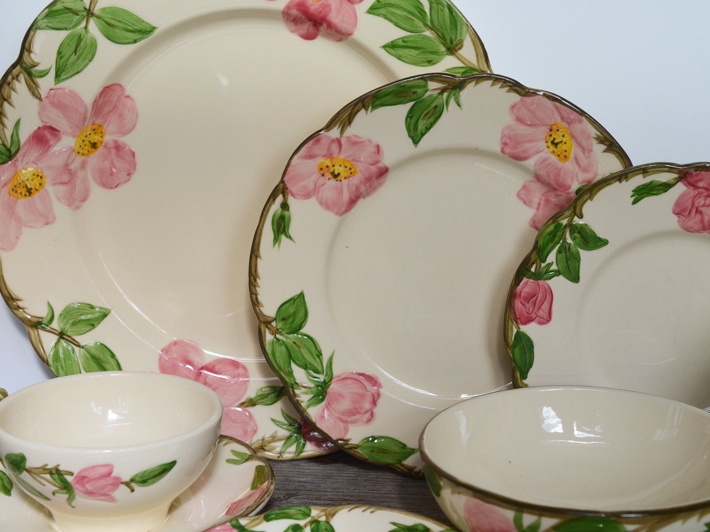 Vintage Franciscan Ware Desert Rose Dinnerware, Hand-painted Roses