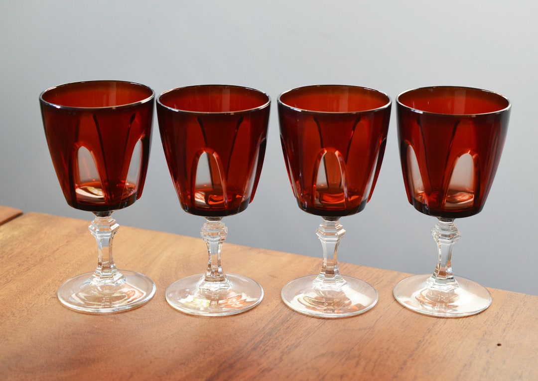 Vintage Red Wine Goblets, Set of 4 Luminarc Arcoroc Cristal D'arques