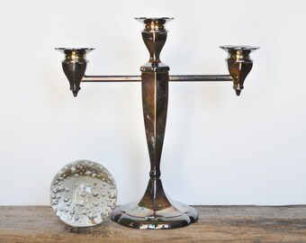 Antique Silver Candelabra, 11" tall, Silver Plated Heavy Victorian Candle Holder, made by Benedict Proctor circa 1900s Canada