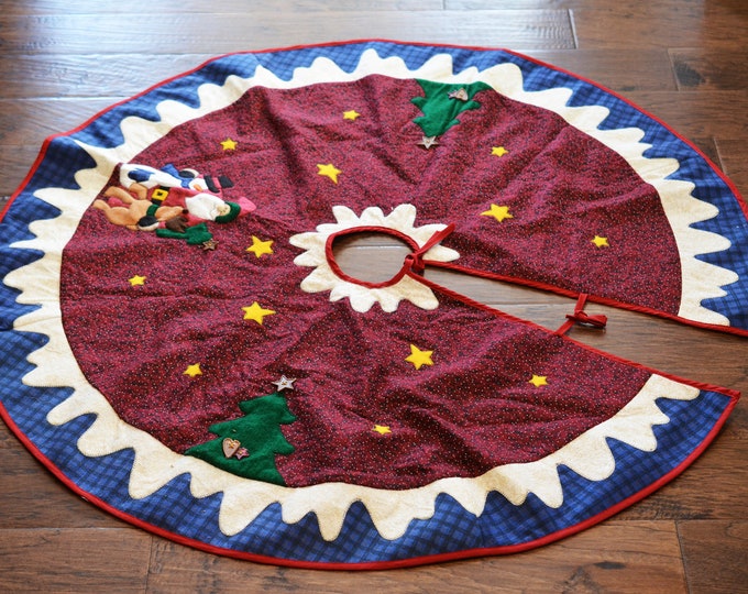 Vintage Christmas Tree Skirt Country Kitsch Circa 1990s Etsy
