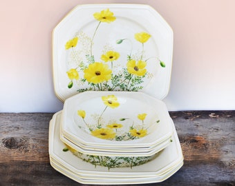 Piatti vintage Mikasa Buttercup, servizio da tavola floreale anni '80