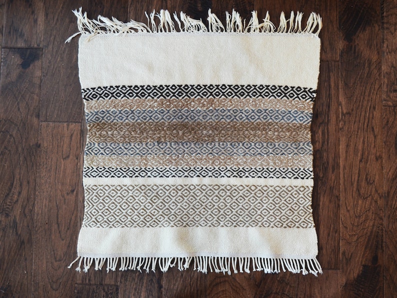Vintage Wall Tapestry Loom Woven Geometric Neutrals With - Etsy