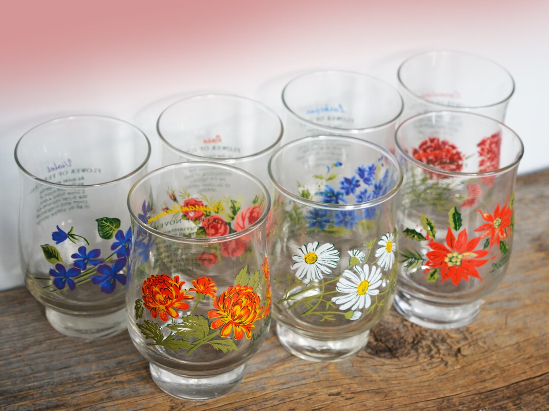 Vintage Brockway Birth Month Flower Glasses, Choice of Glass, Birthday