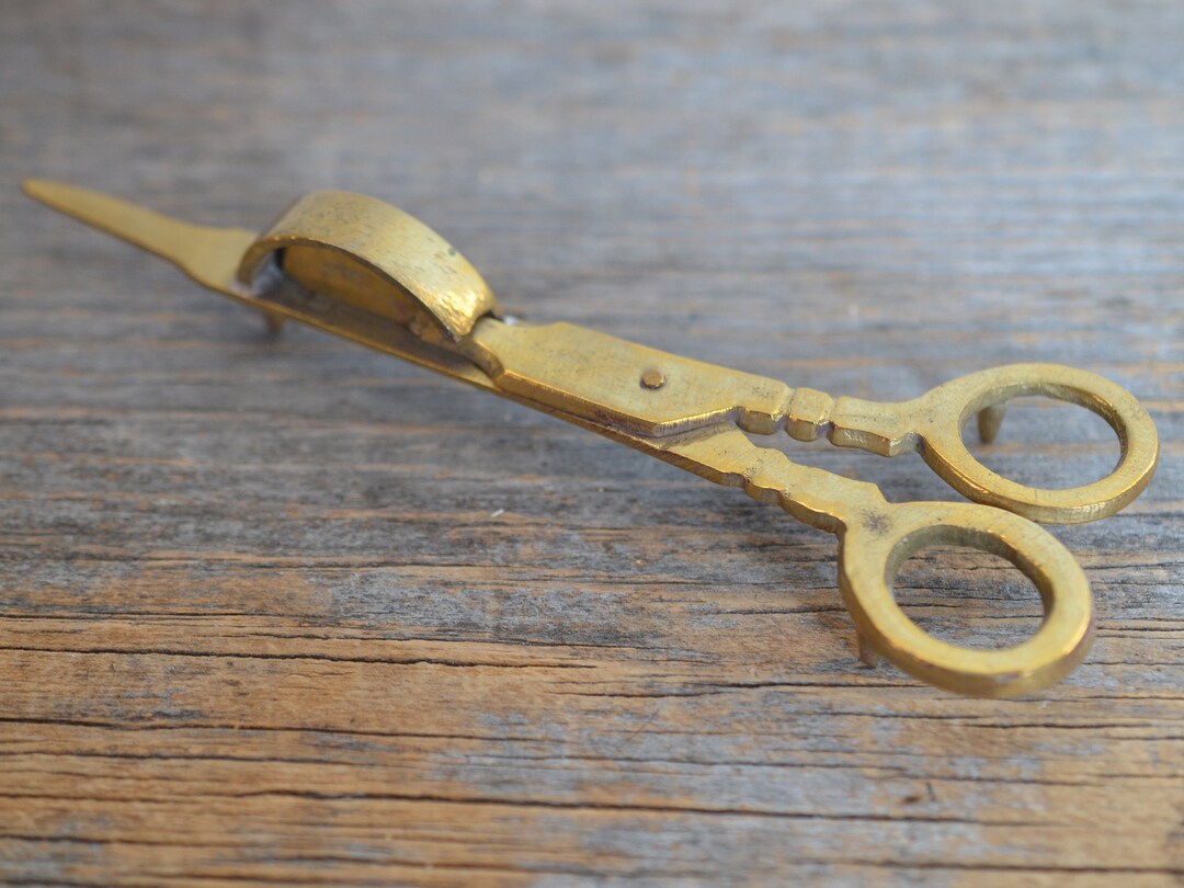 Vintage Brass Candle Snuffer Scissors Antique Candle Trimming Etsy