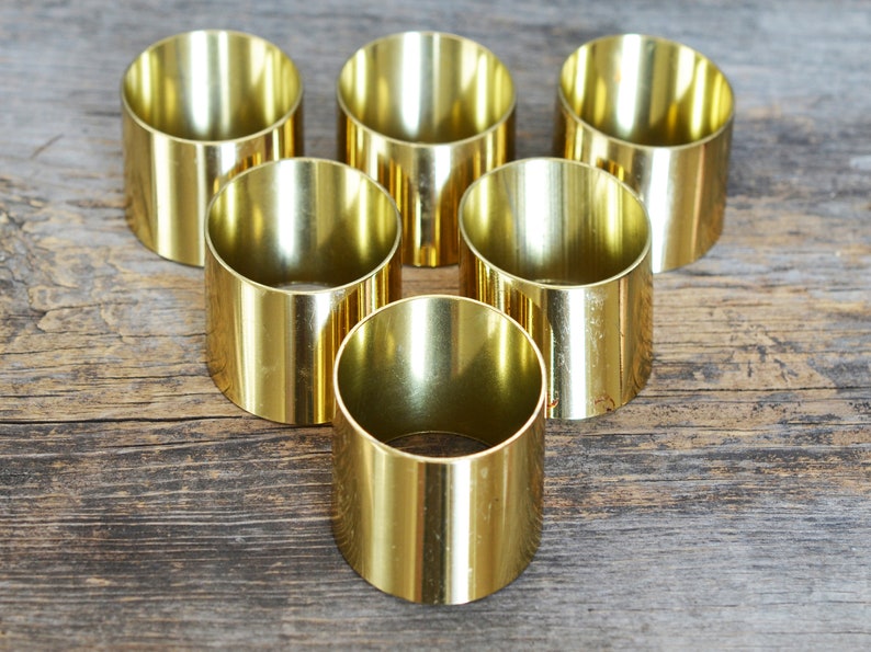 Vintage Brass Napkin Rings Modernist Angled Design Set of 6 Etsy