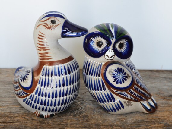 Vintage Tonala Large Duck, Mexican Pottery Signed Mateos Tostado 
