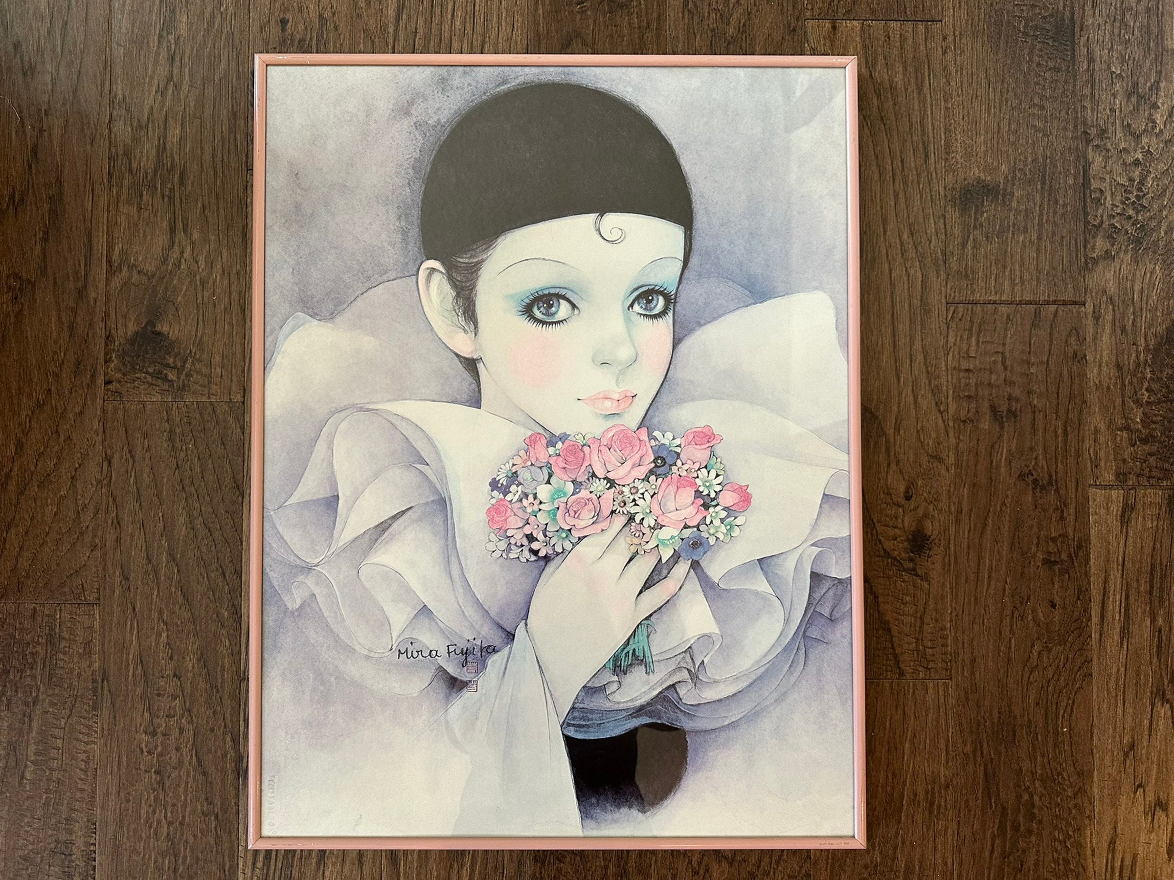 Vintage Mira Fujita Mime Poster - 1980s Pierrot Mime Art Print
