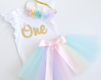 pastel rainbow tutu baby