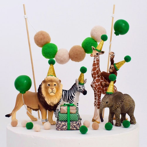 Elephant Cake Topper Animal With Party Hat & Balloon Pink Etsy