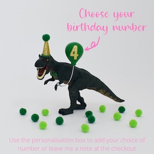Décoration de gâteau dinosaure T Rex avec chapeau de fête, vert et or, décoration de gâteau d'anniversaire tyrannosaure T-Rex, décoration dinosaure jungle Dinosaur