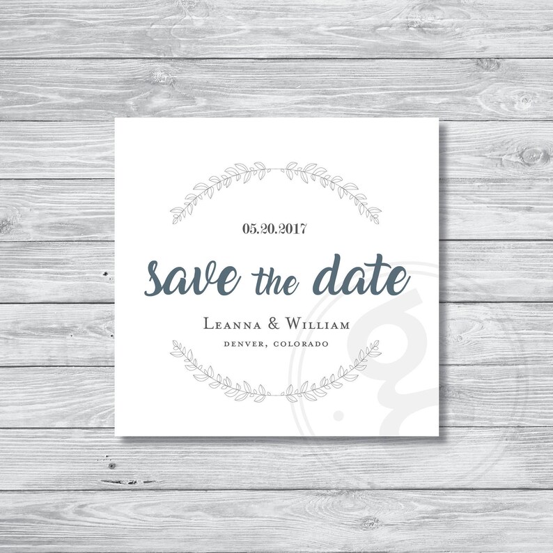 Printable Custom Design Save the Date Elegant Square Announcement Minimal