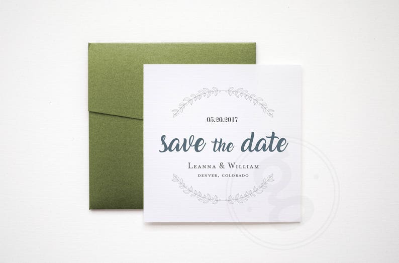 Printable Custom Design Save the Date Elegant Square Announcement Minimal