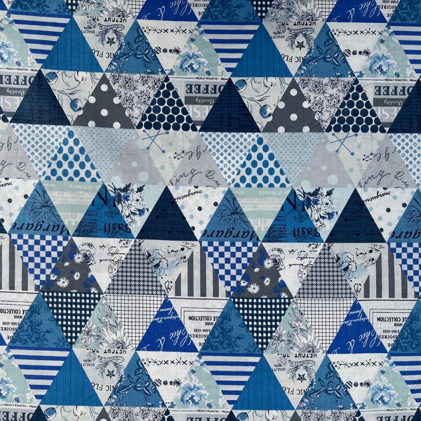 Mixed Triangles in Blue designed by Suzuko Koseki from Yuwa, Japan