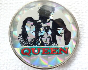 Vintage Late 70s or Early 80s Queen / Freddie Mercury Prism Style Dome Pin / Button / Badge