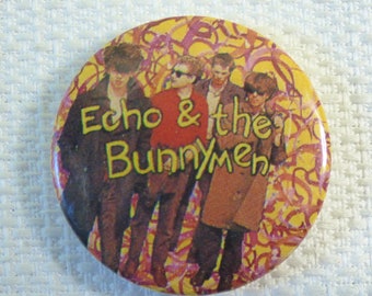 Vintage 80s Echo and the Bunnymen Squiggles Pin / Button / Badge