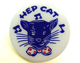 Vintage 1940s Inspired Hep Cat - Music - Beatnik - Cool - Records - Jazz -  Enamel Pin / Button / Badge