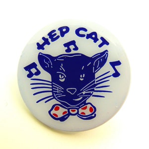 Vintage 1940-talsinspirerad Hep Cat - Musik - Beatnik - Cool - Skivor - Jazz - Emaljnål / Knapp / Märke