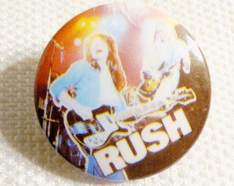 Vintage 80s Rush - Geddy Lee and Alex Lifeson On Stage  -  Pin / Button / Badge