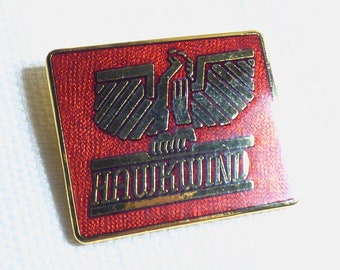 Vintage 80s Hawkwind - Clubman Style Red Enamel and Gold Tone - Pin / Button / Badge