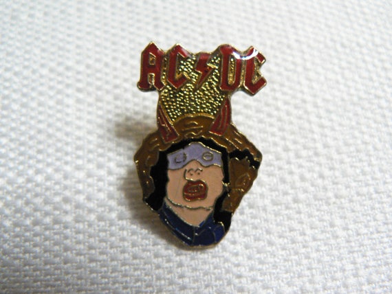Vintage 1980s AC/DC Enamel Pin / Button / Badge - image 1