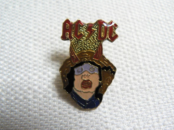 Vintage 1980s AC/DC Enamel Pin / Button / Badge - Gem