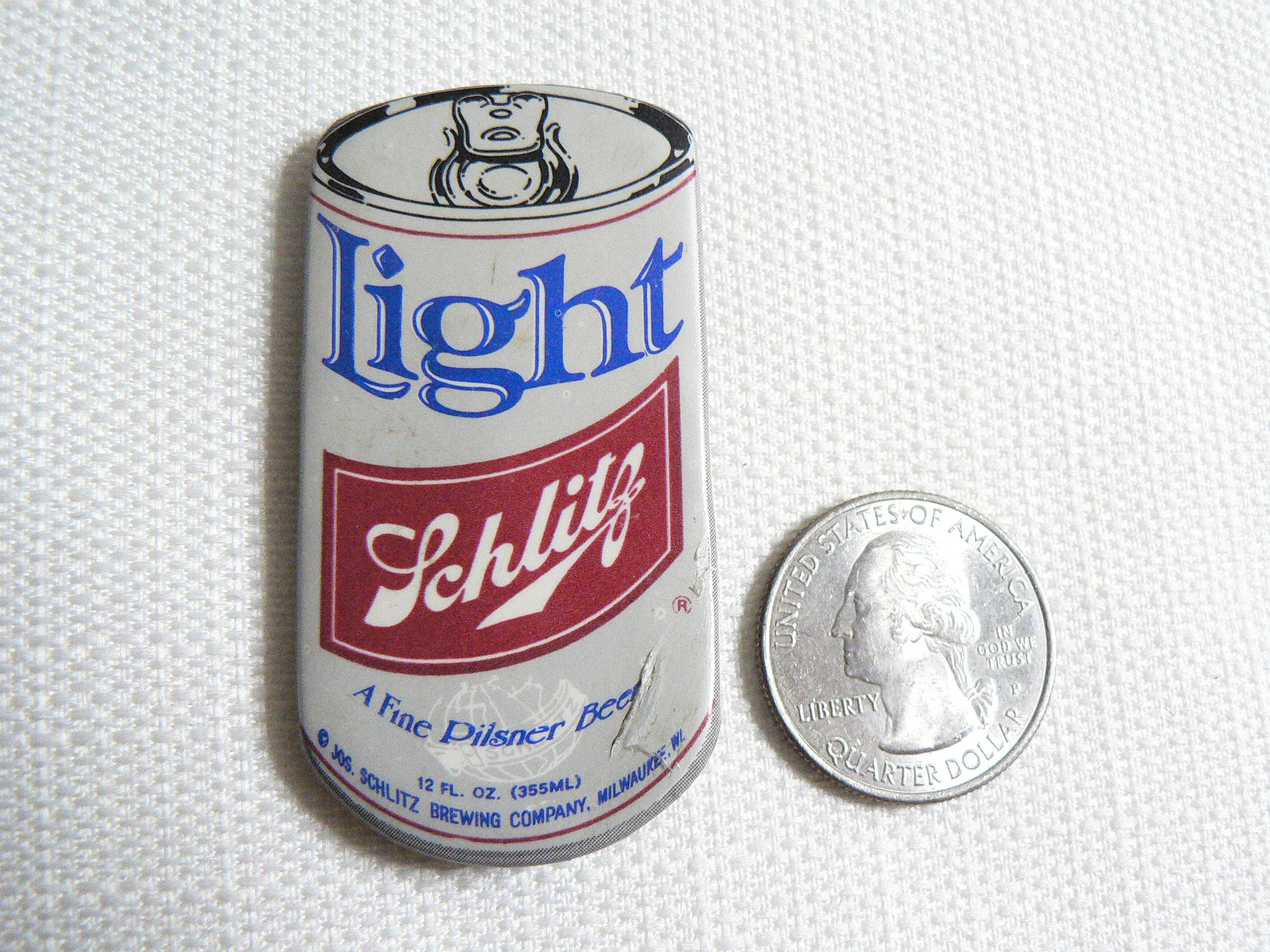 BIG Vintage 80s Schlitz Light Beer Can Pin / Button / Badge