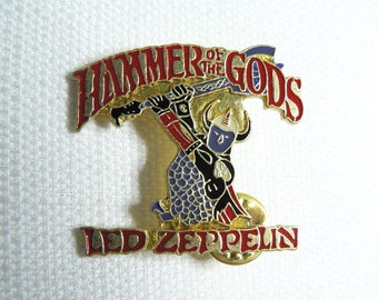 BIG Vintage 80s Led Zeppelin - Hammer of the Gods (Date Stamped 1988) - Enamel Pin / Button / Badge