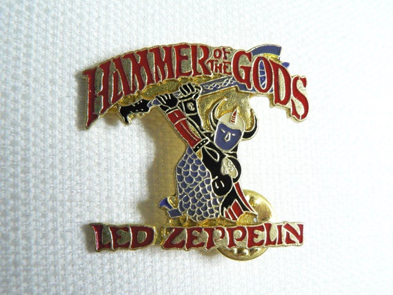 BIG Vintage 80s Led Zeppelin - Hammer of the Gods (Date Stamped 1988) - Enamel Pin / Button / Badge