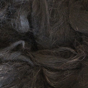 0.8kg black huacaya alpaca fleece, raw, from Jezabel