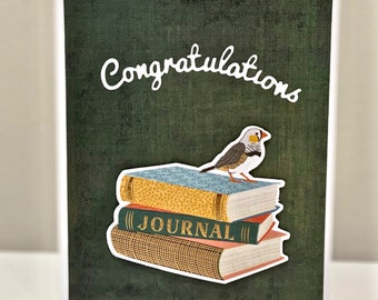 Congrats greeting card, embellished, 5 x 7, folded, blank inside, white card stock, white envelope