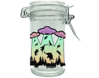 Odor Proof Jar, Airtight Herb Container, Stoner Alien Design Storage