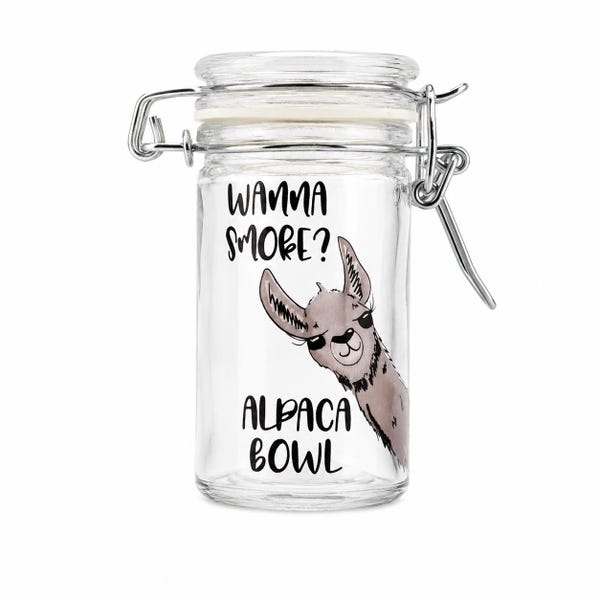 Alpaca Stash Jar, Airtight Smell Proof Weed Jar - Odor Proof Weed Jar - 420 stash jars - Airtight container for storing herb - Smell proof